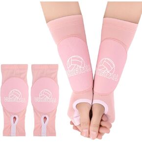 Volleyball Arm Sleeves, Pink Volleyball Arm Guards with Protective Pads & Thumb Holes Passing Hitting Volleyball Forearm Sleeves Protection Gloves for Women Men Teen Youth