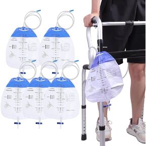 Lefeke Urinary Drainage Bag with Anti-Reflux Chamber, Urine Bag with 1500 mL Volume(5 Pack)