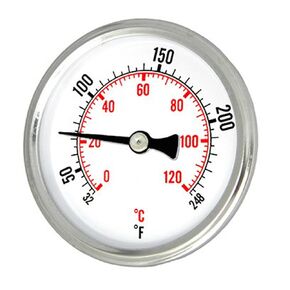 PIC Gauge B2B1-K-SW 2.5" Dial Size, 32/248°F & C, 1.5" Stem Length, Solder Weld Connection, Steel Case, Hot Water Thermometer