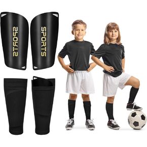 Soccer Shin Guards Soccer Shin Pads Set with Shin Sleeves and Long Soccer Socks Optimized Insert Pocket Protective Soccer Lightweight Soccer Equipment for Boys Girls Men Soccer Game