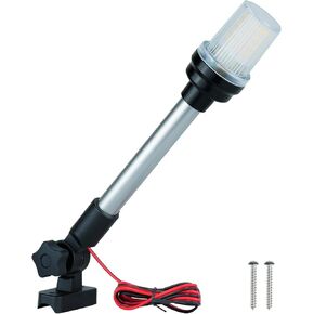 Boat Stern Light Marine Anchor Light, DC12-24V 12 Inch Fold Down LED Navigation Lamp Waterproof for Pontoon and Fishing Boat