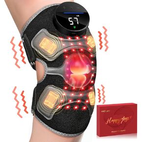 Upgraded Red Light Therapy Knee Brace - Knee Massager with 4 Vibration Areas, 660nm&850nm, Wireless Controller, Near Infrared Red Light Therapy Heated Device for Knee Elbow Shoulder Pain