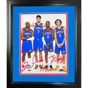 Framed Chet Holmgren Shai Gilgeous-Alexander Jalen Williams Josh Giddey Facsimile Laser Engraved Signature Auto 11"x14" Basketball Photo HOFSM Holo in Kuwait