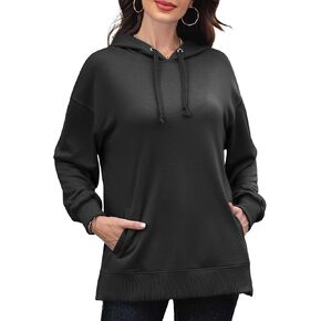 Anbech Womens Long Sleeve Hoodie Pockets Pullover Drop Shoulder Sweatshirts Loose Fit