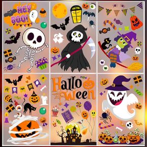 Halloween Window Stickers, 10 Sheets Halloween Party Window Clings Decoration, Decals for Glass Windom Indoor and Outdoor Home Decor, Ghosts and Pumpkins and Zombies