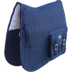 CHALLENGER Horse English Quilted All-Purpose Fleece Padded Saddle Pad w/Pockets Navy 7283