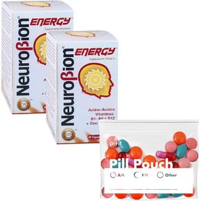 نيوروبيون إنيرجي مكمل غذائي أحماض أمينية فيتامين ب1 ب2 ب6 ب12 (60 كبسولة لكل زجاجة) + أكياس حبوب منع الحمل المنزلية شفافة قابلة للإغلاق (3) in Kuwait