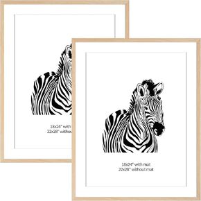 18x24 Solid Wood Poster Frame Set of 2, Natural Wood Picture Frame with Paper Mat, Display picture 16x20 with mat or 18x24 without Mat, Wall Gallery Frame, Wide Photo Frame for Wall Display-Black