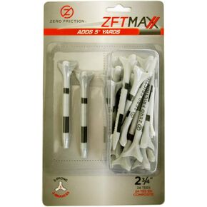 Zero Friction Unisex MAXX 3-Prong 2-3/4 Golf Tees, White/Blue (24 Tees/Pack) White