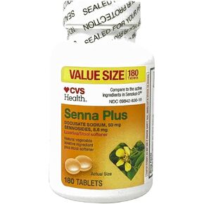 CVS Health Stool Softener Plus Stimulant Laxative Tablets, Docusate Sodium 50 mg, Sennosides 8.6 mg, 180 Count