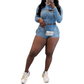 acelyn Women’s 3 Piece Outfits Ribbed Hoodies Crop Top Shorts Set Sweatsuits Pant Sets with Pockets