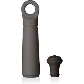 Vacu Vin Wine Saver Loop - Designed and Made in the Netherlands - Vacuum Wine Stopper Keeps Your Wine Fresh for up to 10 Days - Reusable, Made with 98% Recycled Material - 1 Pump, 1 Stopper, Graphite