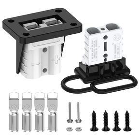Malictele Anderson Connector, 50AMP 6-12 Gauge Battery Quick Connect/Disconnect Connector Kit 600V with Mounting Bracket Waterproof Cap for RV Truck Winch(2 Pack) Gray
