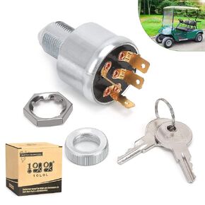 10L0L Golf Cart Ignition Switch for EZGO TXT, Workhorse, ST, Shuttle, Medalist & Marathon 1981-up, 4-Terminal Starter Switch Key, Replace OEM 33639-G01