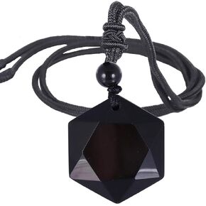 SUNYIK Star of David Crystal Pendant Necklace for Women Men, Hexagram Star Stone Necklace for Unisex, Adjustable 18''-28'' Strand