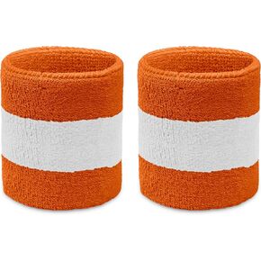 COUVER Terry Cloth 2 Colors Stripes Terry Striped Wristbands Wrist Sweatband for Any Sports, 1 Pair