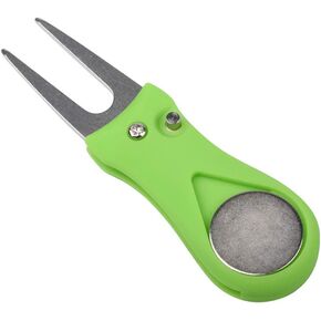 lasenersm 1 Piece Golf Divot Repair Tool Foldable Golf Divot Tool Foldable Magnetic Pop-up Button Stainless Steel Switchblade & Detachable Golf Ball Marker, Green