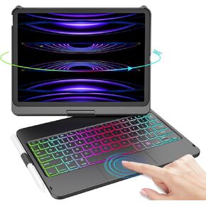iPad Pro 11 inch Case with Keyboard, iPad Air 5/Air 4 10.9 inch Keyboard Case with Trackpad, Keyboard Case for iPad Air 5/Air 4 and iPad Pro 1-4 Gen, Backlit 10 Color & 360 Screen Rotation -Purple