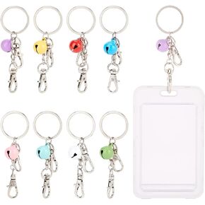 FINGERINSPIRE 8 Pcs Mini Film Key Chain Rectangle Acrylic Keychain with Colorful Bell Custom Picture Key Ring for 2x3 inch Photo Blanks Photo Keychain for Kpop Photo Card, Instant Camera Accessories