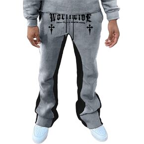 GORGLITTER Men's Graphic Sweatpants Stacked Sweatpants Y2K Color Block Drawstring Waist Jogger Pants