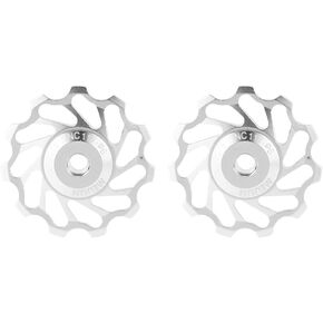 VGEBY 2Pcs Rear Derailleur, Wheel Bike Roller Pulley Accessories 11/13T(11T-Silver) Derailleur Pulley 11T Ceramic Bearing 10 Speed Rear Derailleur