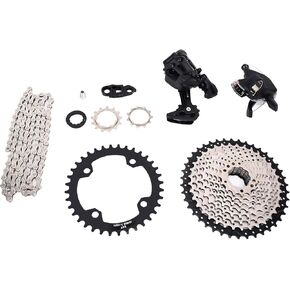 A7 Mountain Bike 10 Speed Group Set 1x10 Shifter Derailleurs Sets, Aluminum Flywheel Bike Shift Kit with 1:1 Technology, Bike Chain with 116L Section, 42T Cassette Tooth for Mountain Bikes