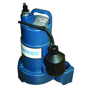 Barnes 112879 Model SP50VFX Submersible Sump Pump - High-Efficiency for Residential Use, Cast Iron Vortex Impeller, 1/2 HP, 3960 GPH, Piggy Back Mechanical Float Switch, 20' Waterproof Cord, 9"x9"