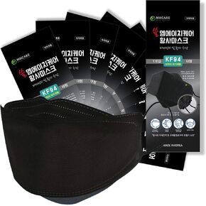 Happy Life Co.,Ltd. [PACK OF 20] MH CARE KOREAN BLACK Premium Disposable KF94 Face Masks Adult 3-Layer Filters Breathable Comfortable Protection,Protective Nose Mouth Covering Dust Mask Made in Korea