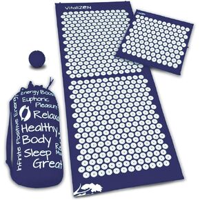MeridianQi Full Body Acupressure Mat Set. Includes Carry Bag, Massage Ball & Travel Mat That Can Be Rolled As A Pillow. For Relaxation, Tension, Headaches, Back Pain & Stress Relief & Focus.