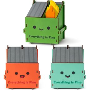 Desk Dumpster Fire Pencil Holder with 100 Flame Note Cards, Teacher Appreciation Gifts for Teacher Coworkers, Funny 2 Compartments for Office Supplies Accessories Decor - White Elephant Gift