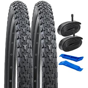 YUNSCM 2-PCS 26" Bike Tires 26 x 1.95/53-559 and 26" Heavy Duty Bike Tubes Schrader Valve Compatible with 26x1.90 26x1.95 26x2.0 26x2.10 Bike Bicycle Tires and Tubes (P-1132)