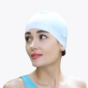 White Swim Cap White Swimming Cap Silicone Swim Cap for Men Women Boys Girls Youth