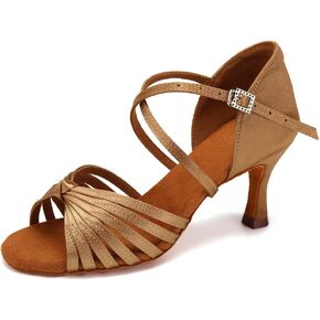 Women's Latin Dance Shoes Satin Professional Ballroom Salsa Practice Performance Dancing Shoes