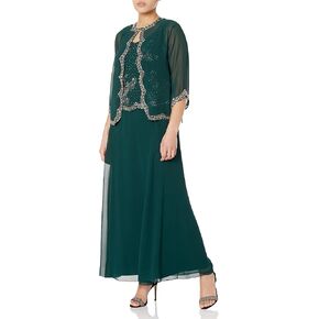 J Kara Women's Petite Beaded Jacket Dress