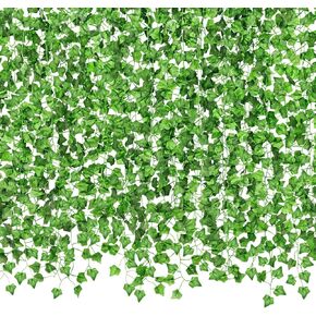 CQURE 96 Pack 672Ft Artificial Ivy Garland, Fake Vines UV Resistant Greenery Leaves Fake Plants Hanging Aesthetic Vines for Home Bedroom Party Garden Wall Room Decor