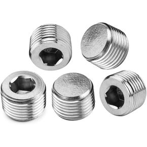Metalwork 304 Stainless Steel Pipe Fitting, Hex Countersunk Plug, 1/8" NPT Male (Pack of 5)