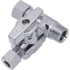 Feed Water Adapter Angle Stop Adapter Valve 3/8 X 3/8 X 1/4 Inch Compression Tee Stop Valve Fitting Water Line Splitter Valve Adapter For Reverse Osmosis Refrigerator Ice Maker