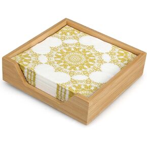 Bamboo Napkin Holder for Table Bathroom Guest Towel Holder Tray kitchen Flat Napkin Holder Square Cocktail Napkin Holder Farmhouse Rustic Bar Party Paper Napkin Holder