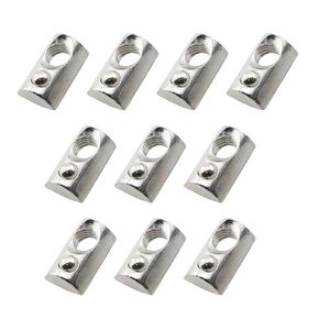 TAODAN 10PCS 4040 Series M8 Ball Loaded Elastic T Nut for Aluminium Extrusion Silver Carbon Steel Rolled in Spring Loaded Ball Loaded Nut for CNC Router and 3D Printer Manufacturing
