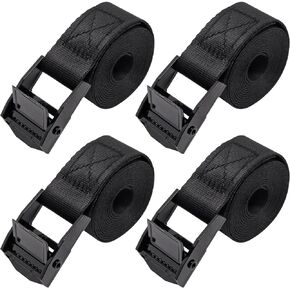 Lashing Strap with Buckles 3Ft Adjustable Cam Straps Black Tie Down Straps for Motorcycle Cargo Luggage, 4 Pack (3' x 0.79")