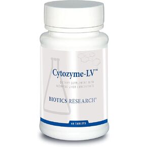 Biotics Research Cytozyme LV Neonatal Liver. Supports Healthy Liver Function and Serum Albumin, Excellent Source of B Vitamins and Iron, SOD, Catalase, Potent Antioxidant 60 Tabs