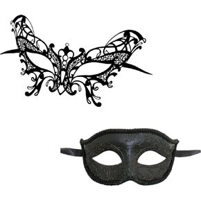 Masquerade Mask Couples Set - Elegant Venetian Party Masks for Men & Women, Ideal for New Year's, Mardi Gras
