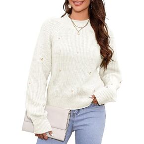 Shermia Womens Mock Neck Oversized Sweaters Knit Ribbed Long Sleeve Fall Winter Pullover Sweater Tops