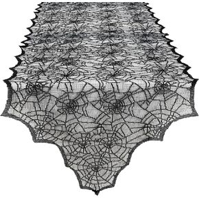 Halloween Table Runner, Black Lace Spider Webs Table Runners for Halloween Table Decor, 18 X 72 Inch Creepy Cover Table Runner Halloween Decorations Halloween Party Dinner Table Centerpiece Decoration