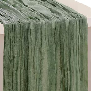 1 Pack Sage Green Cheesecloth Table Runner 35x120 Inch 10Ft Rustic Gauze Cheese Cloth Table Runner Sheer Cheesecloth Table Runners for Wedding Party Bridal Shower Decoration