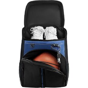 Large Basketball Backpack, Durable Basketball Bag with Ball Holder & Shoe Compartment, Basketball Backpack for Training Equipment, Water Resistant Sports Ball Bags Fits Volleyball Football, Black