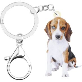WEVENI Acrylic Cute Beagle Dog Keychain Accessories For Women Girls Bag Car Charms
