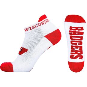NCAA Wisconsin Badgers Footie Socks, White/Red