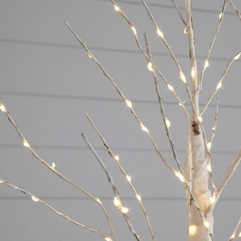 شجرة بتولا بيضاء صناعية مضاءة مسبقًا بطول 3 أقدام تقريبًا مع أضواء LED، 120 مصباح LED أبيض دافئ لديكور المنزل الداخلي، شجرة بتولا مضاءة وهمية لفصل الشتاء، وعيد الحب، وديكورات عيد الفصح in Saudi Arabia
