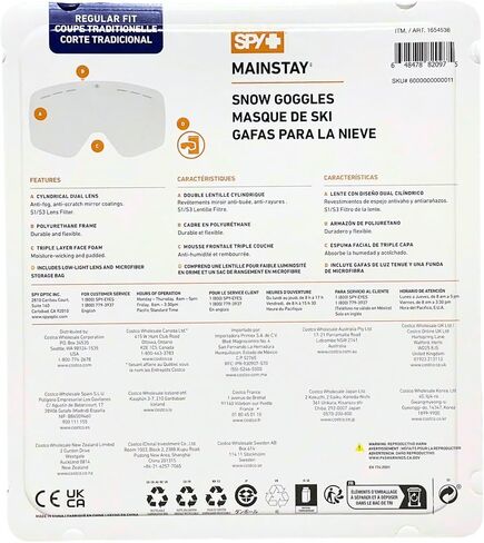 نظارات SPY Mainstay للتزلج للرجال والنساء على الجليد - عدسات أسطوانية مزدوجة، حماية 100% من الأشعة فوق البنفسجية، متوافقة مع الخوذة، مقاس عادي، حقيبة تخزين متضمنة مع سلسلة مفاتيح Bombaa Ski in Saudi Arabia